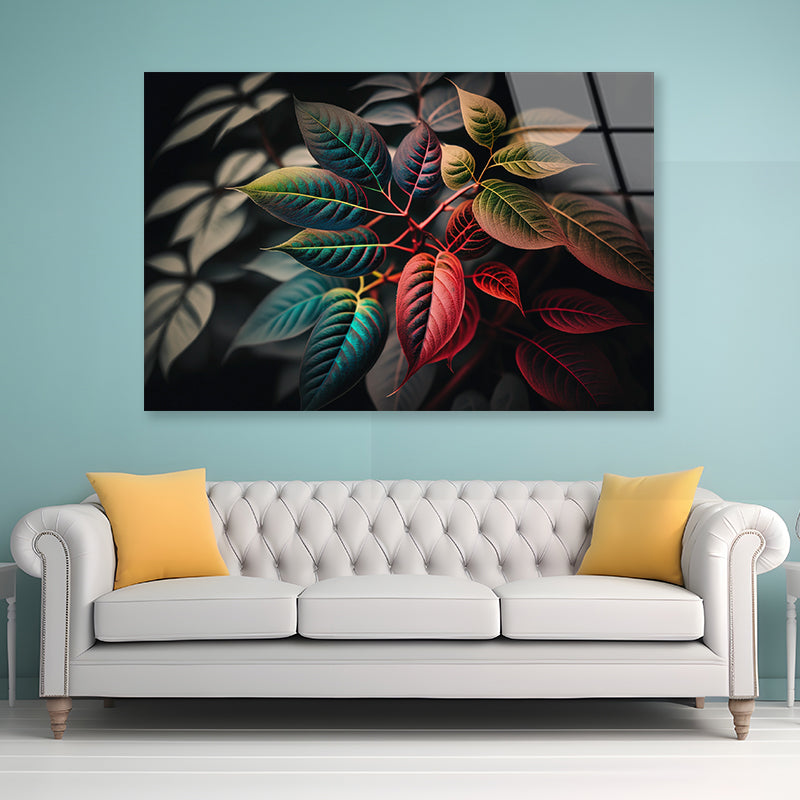 Leaves Close-Up View Acrylic Glass Print Tempered Glass Wall Art 100% Made in Australia Ready to Hang - Bella Home Decor