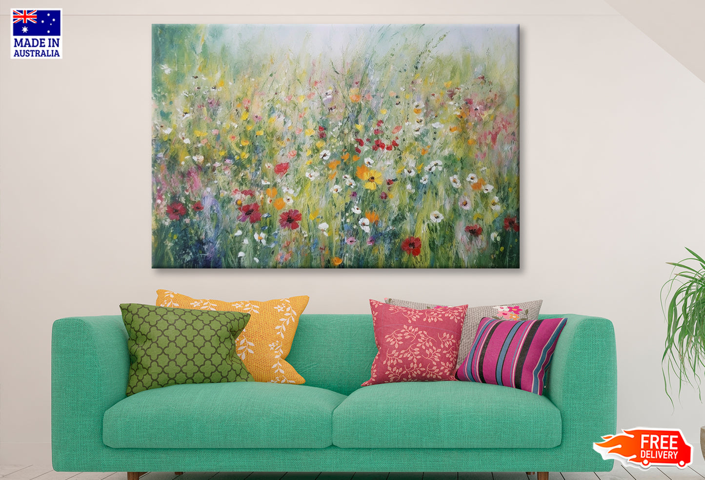 Colorful Wildflowers Summer Meadow Oil Painting Wall Art Limited Edition High Quality Print