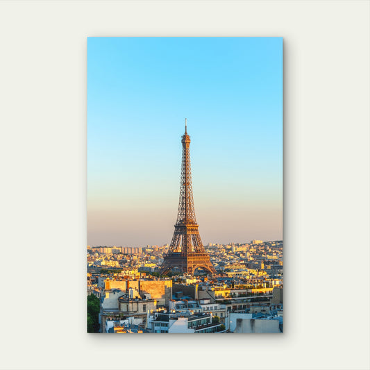 View on Eiffel Tower at Sunset Paris France 40x60cm Metal Print Ready to Hang