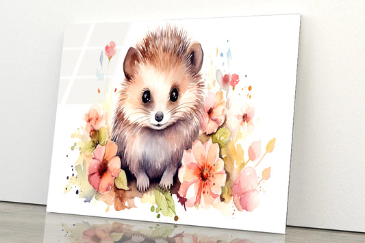 Small Mammal Surrounded By Flowers Acrylic Glass Print Tempered Glass Wall Art 100% Made in Australia Ready to Hang