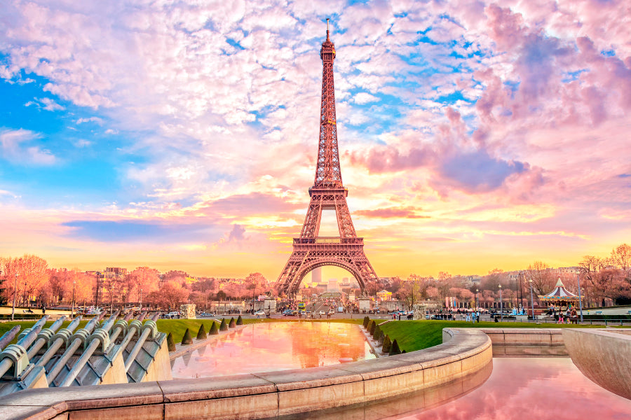 Eiffel Tower Is Reflected in A Pond Home Decor Premium Quality Poster Print Choose Your Sizes - Bella Home Decor