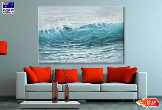 Waves, Blue Sea Design, Oil Painting Wall Art Limited Edition High Quality Print