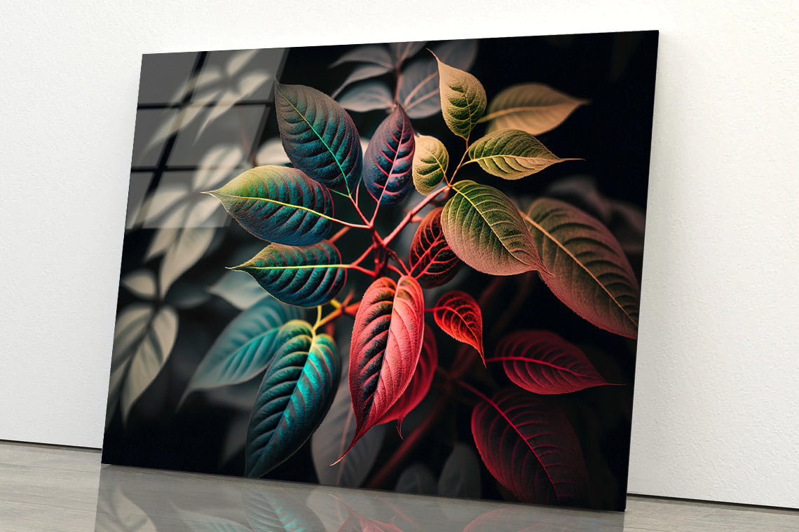 Leaves Close-Up View Acrylic Glass Print Tempered Glass Wall Art 100% Made in Australia Ready to Hang - Bella Home Decor