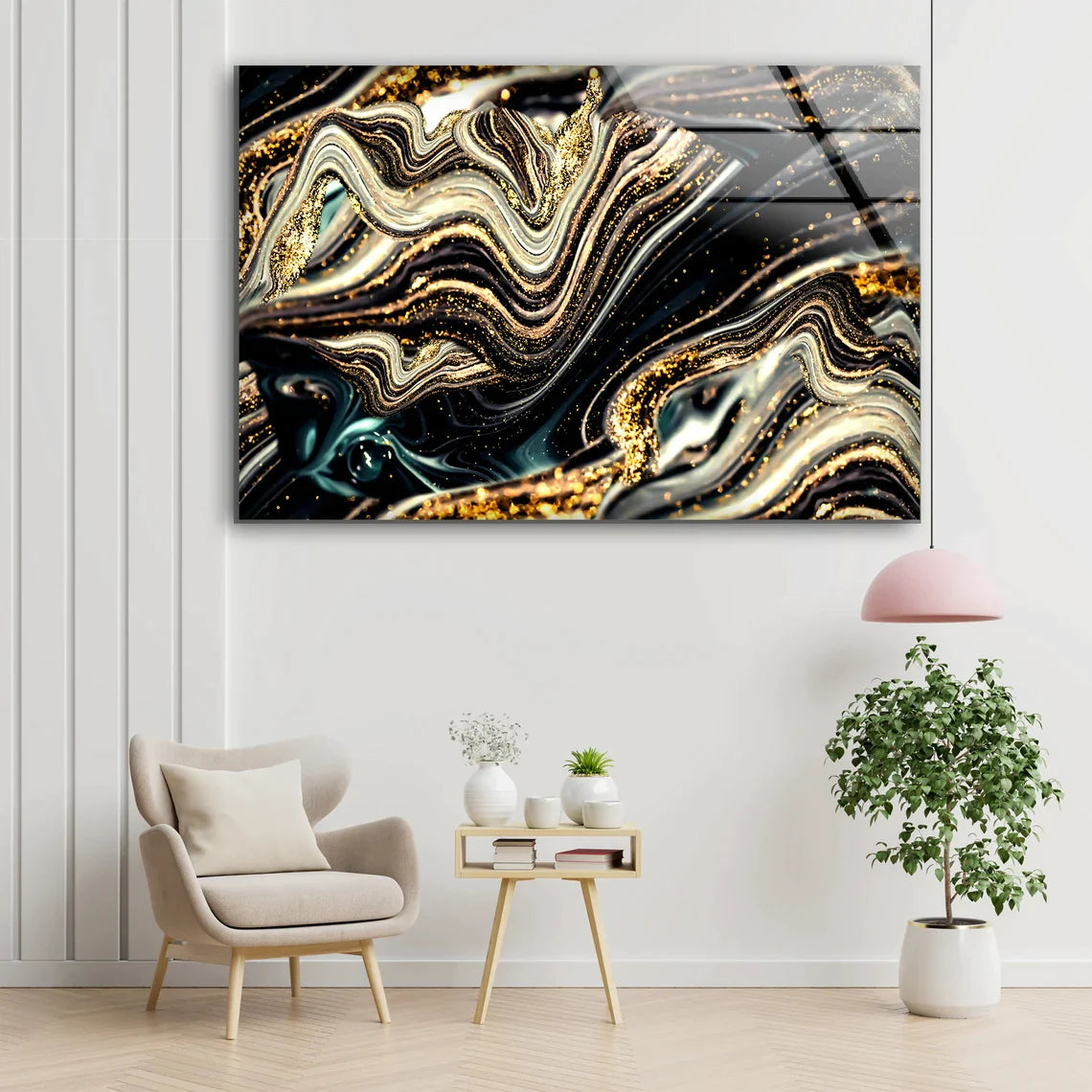 Gold & Silver Abstract UV Direct Aluminum Print Australian Made Quality