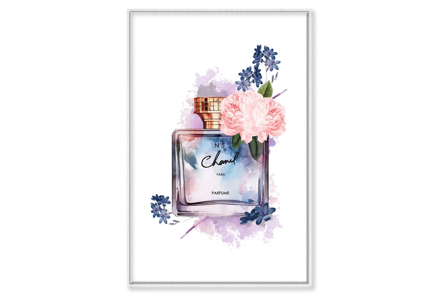 Purple Blue Perfume Wall Art Limited Edition High Quality Print Canvas Box Framed White