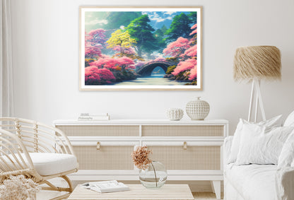 Pink Cherry Trees, Bridge Home Decor Premium Quality Poster Print Choose Your Sizes