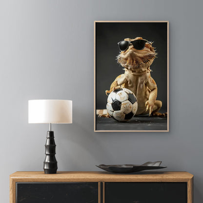 Chic Lizard with Fashion Glasses and Soccer Ball Fashion Home Decor Premium Quality Poster Print Choose Your Sizes
