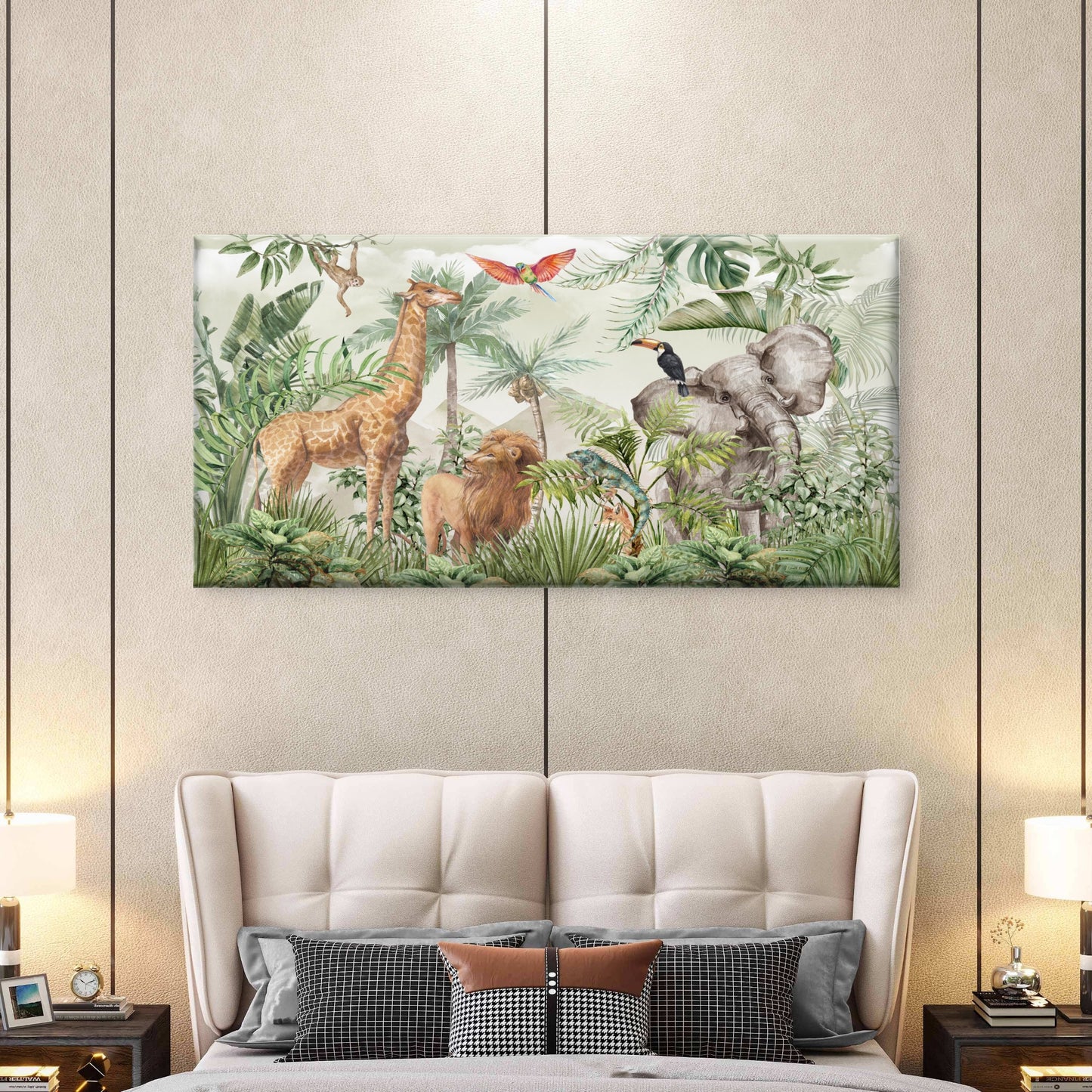 Africa Safari Jungle Animal Wall Art Canvas Office Home Room Framed 120x60cm - Bella Home Decor