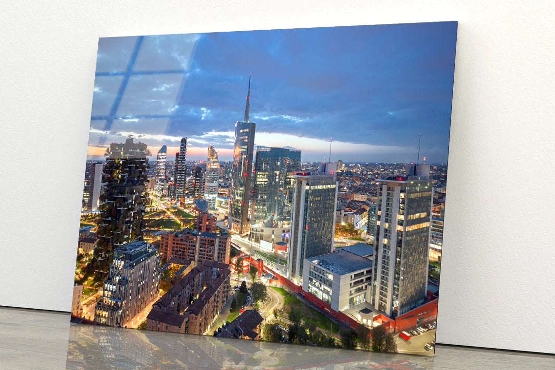 Skyline Of Milano Porta Nuova Acrylic Glass Print Tempered Glass Wall Art 100% Made in Australia Ready to Hang