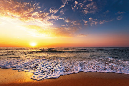 Beautiful Golden Sunset Over the Beach Home Decor Premium Quality Poster Print Choose Your Sizes - Bella Home Decor