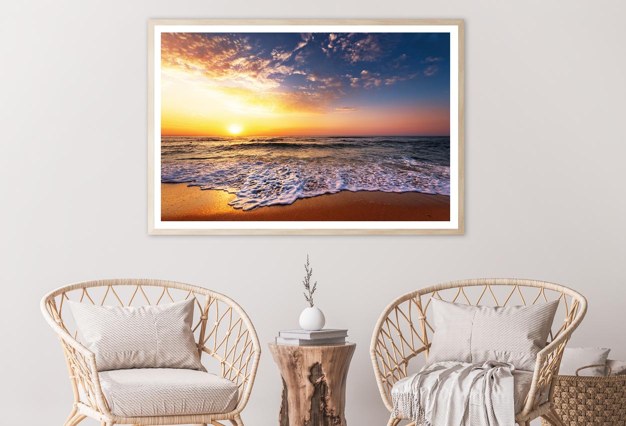 Beautiful Golden Sunset Over the Beach Home Decor Premium Quality Poster Print Choose Your Sizes - Bella Home Decor