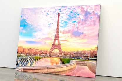 Eiffel Tower Is Reflected in A Pond Acrylic Glass Print Tempered Glass Wall Art 100% Made in Australia Ready to Hang