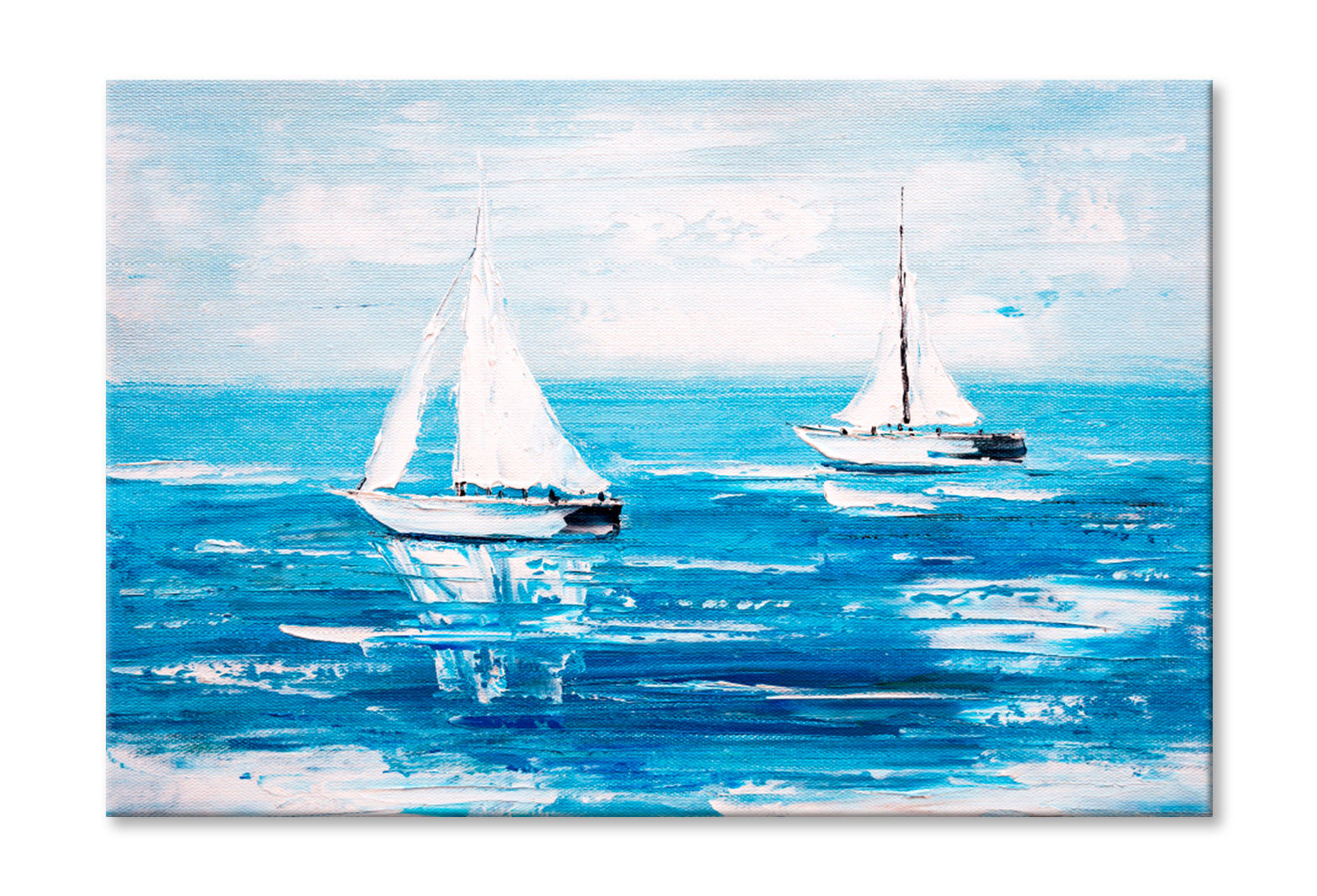 Sailing Boats View Oil Painting Wall Art Limited Edition High Quality Print Stretched Canvas None