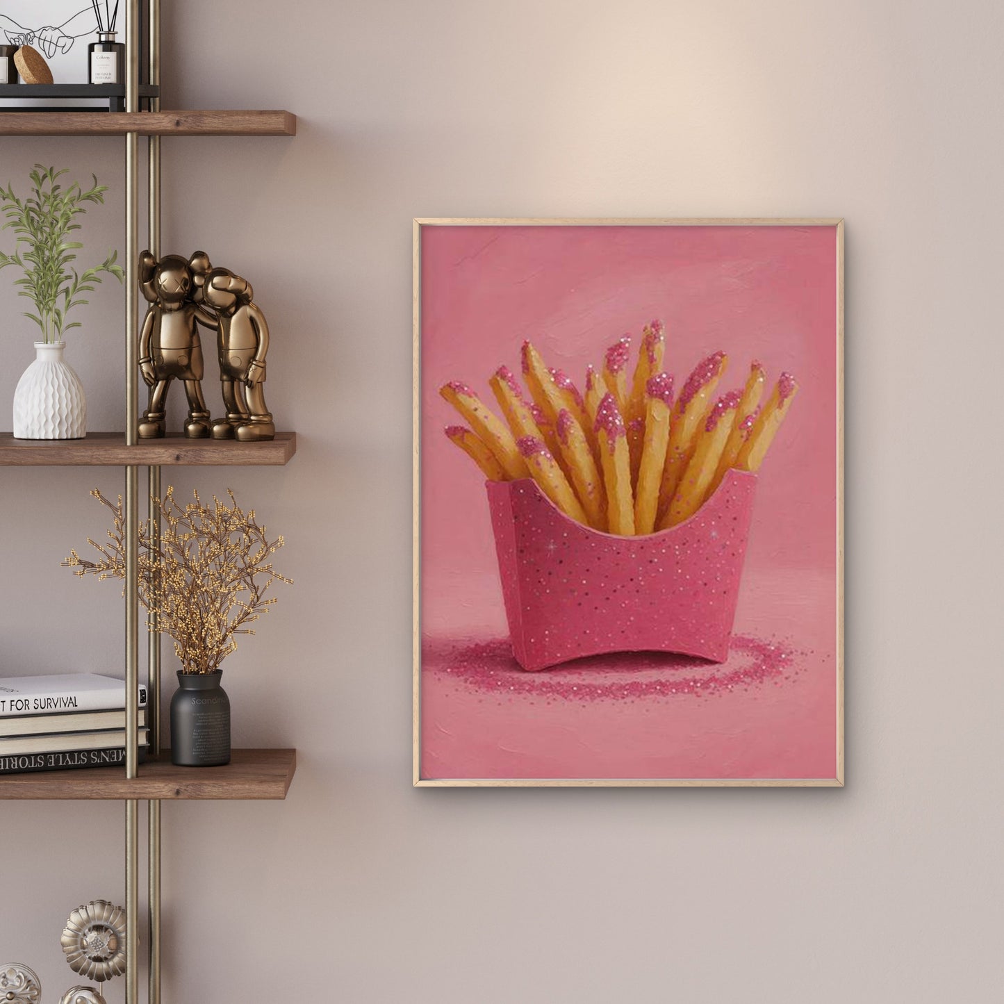 Pink Glittering French Fries Art Fashion Home Decor Premium Quality Poster Print Choose Your Sizes - Bella Home Decor