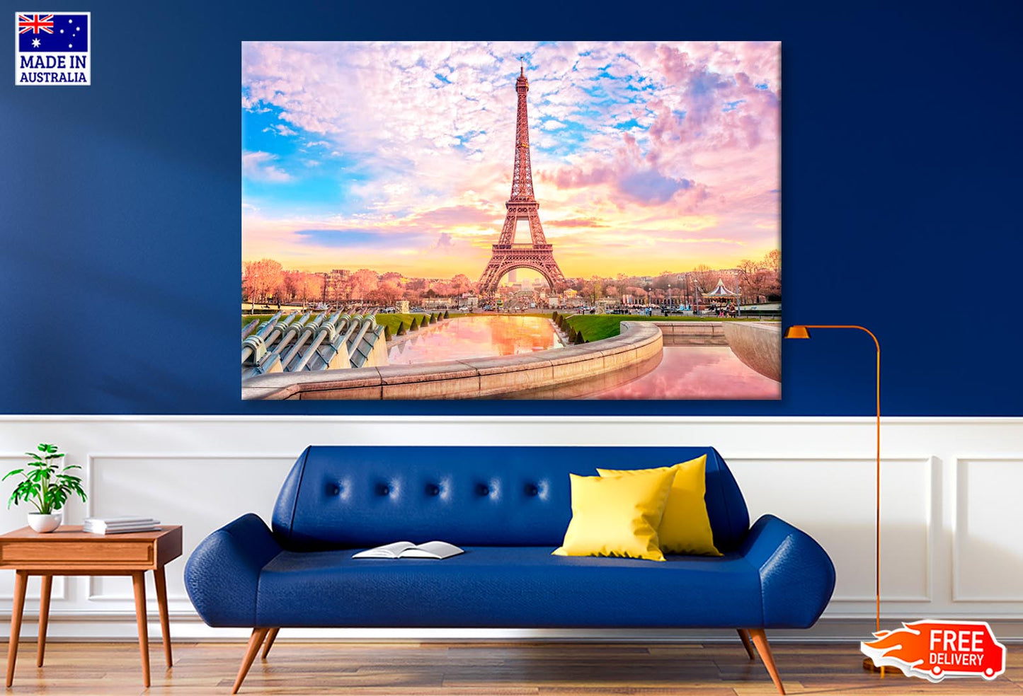 Eiffel Tower Is Reflected in A Pond Wall Art Decor 100% Australian Made