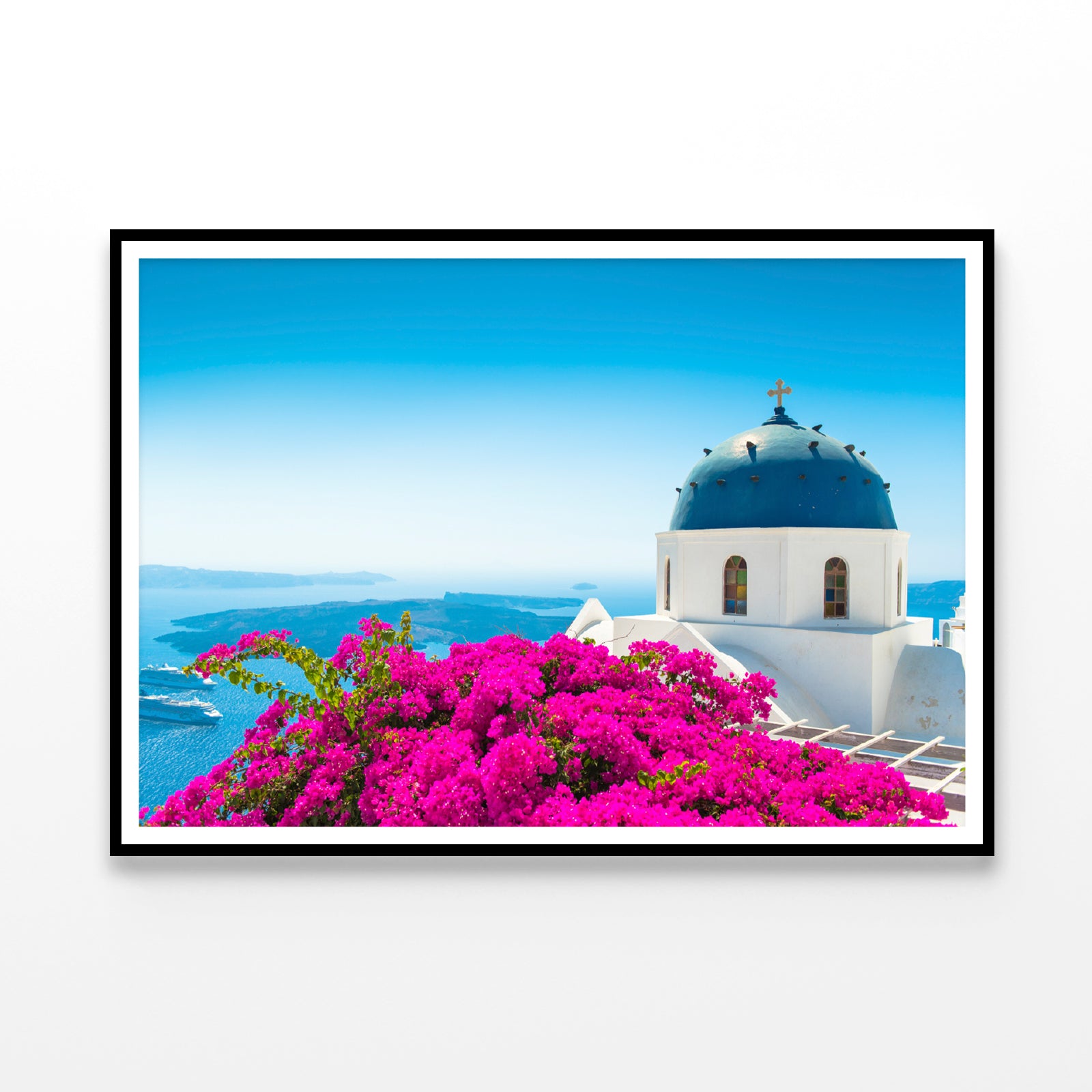Pink Bougainvillea in Santorini Home Decor Premium Quality Poster Print Choose Your Sizes - Bella Home Decor