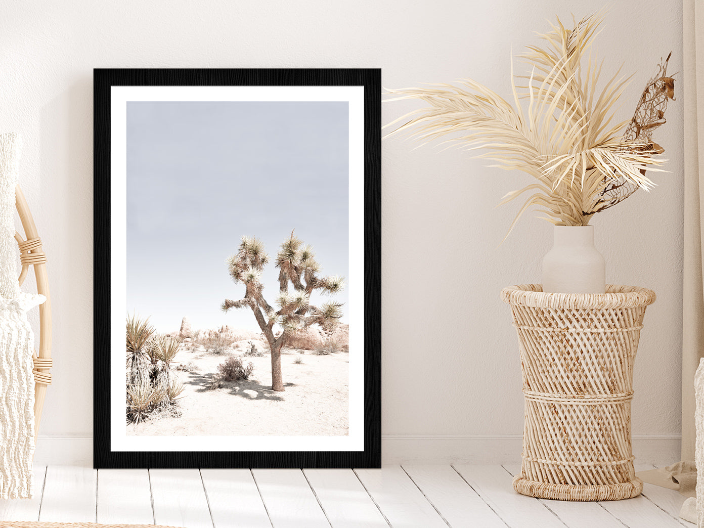 Joshua Tree National Park Photograph Glass Framed Wall Art, Ready to Hang Quality Print With White Border Black