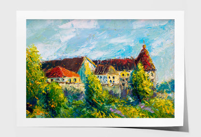 Old Big Castle With Red Roofs & Towers Oil Painting Wall Art Limited Edition High Quality Print Unframed Roll Canvas None