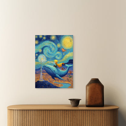 Starry Sky Whale Prince 60x90cm Metal Print Ready to Hang - Bella Home Decor