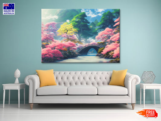 Pink Cherry Trees, Bridge Print 100% Australian Made - Bella Home Decor