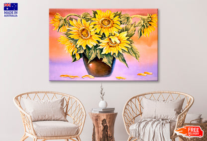 Sunflowers Vase Oil Painting Wall Art Limited Edition High Quality Print