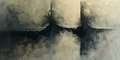 Dark Moody Abstract Black Grey Textured Painting Wall Art Canvas Office Home Framed 120x60cm