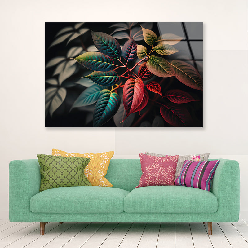 Leaves Close-Up View Acrylic Glass Print Tempered Glass Wall Art 100% Made in Australia Ready to Hang - Bella Home Decor