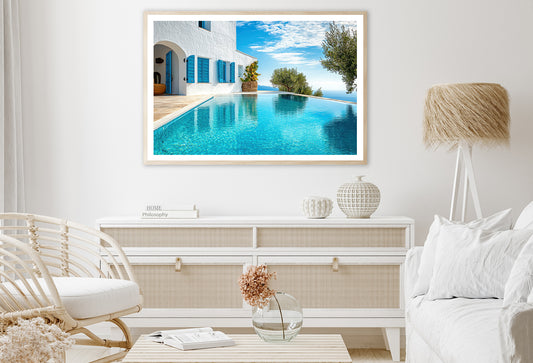 Swimming Pool, White House, Sky Home Decor Premium Quality Poster Print Choose Your Sizes