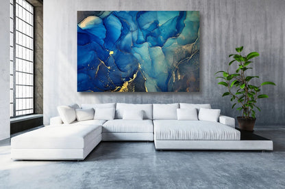 Abstract Alcohol Blue UV Direct Aluminum Print Australian Made Quality