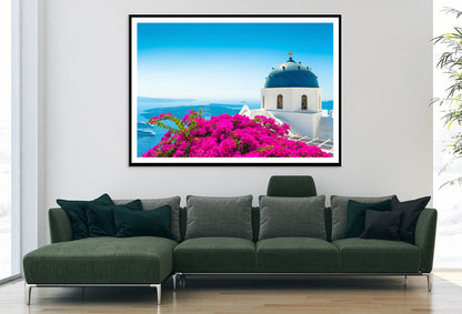 Pink Bougainvillea in Santorini Home Decor Premium Quality Poster Print Choose Your Sizes - Bella Home Decor