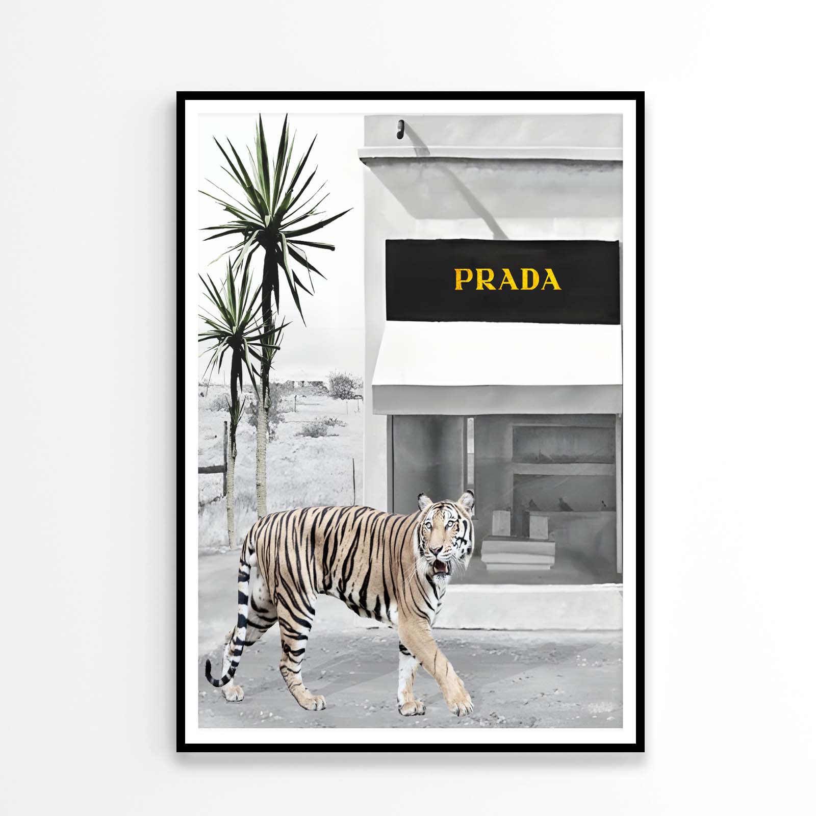 Tiger With Elegant Black and White Fashion Store Design Home Decor Premium Quality Poster Print Choose Your Sizes