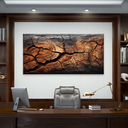 Cracked Tree Bark Wood Texture Natural Close Up Wall Art Canvas Office Home Framed 120x60cm - Bella Home Decor