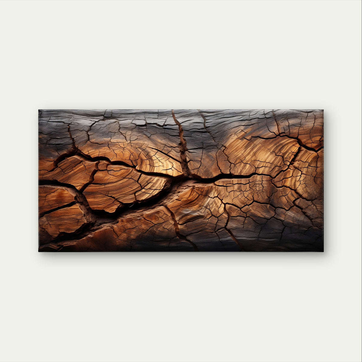 Cracked Tree Bark Wood Texture Natural Close Up Wall Art Canvas Office Home Framed 120x60cm - Bella Home Decor