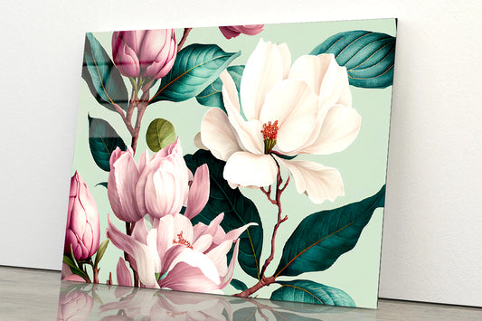 Floral Watercolor Pattern Acrylic Glass Print Tempered Glass Wall Art 100% Made in Australia Ready to Hang - Bella Home Decor