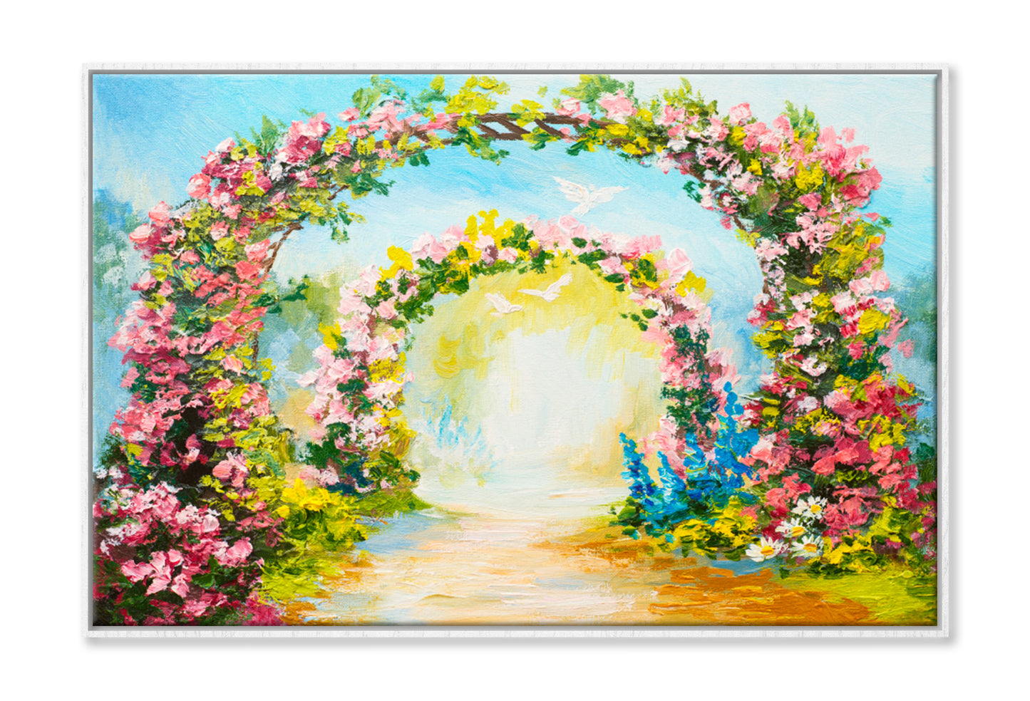 Floral Arch In The Summer Park Oil Painting Wall Art Limited Edition High Quality Print Canvas Box Framed White