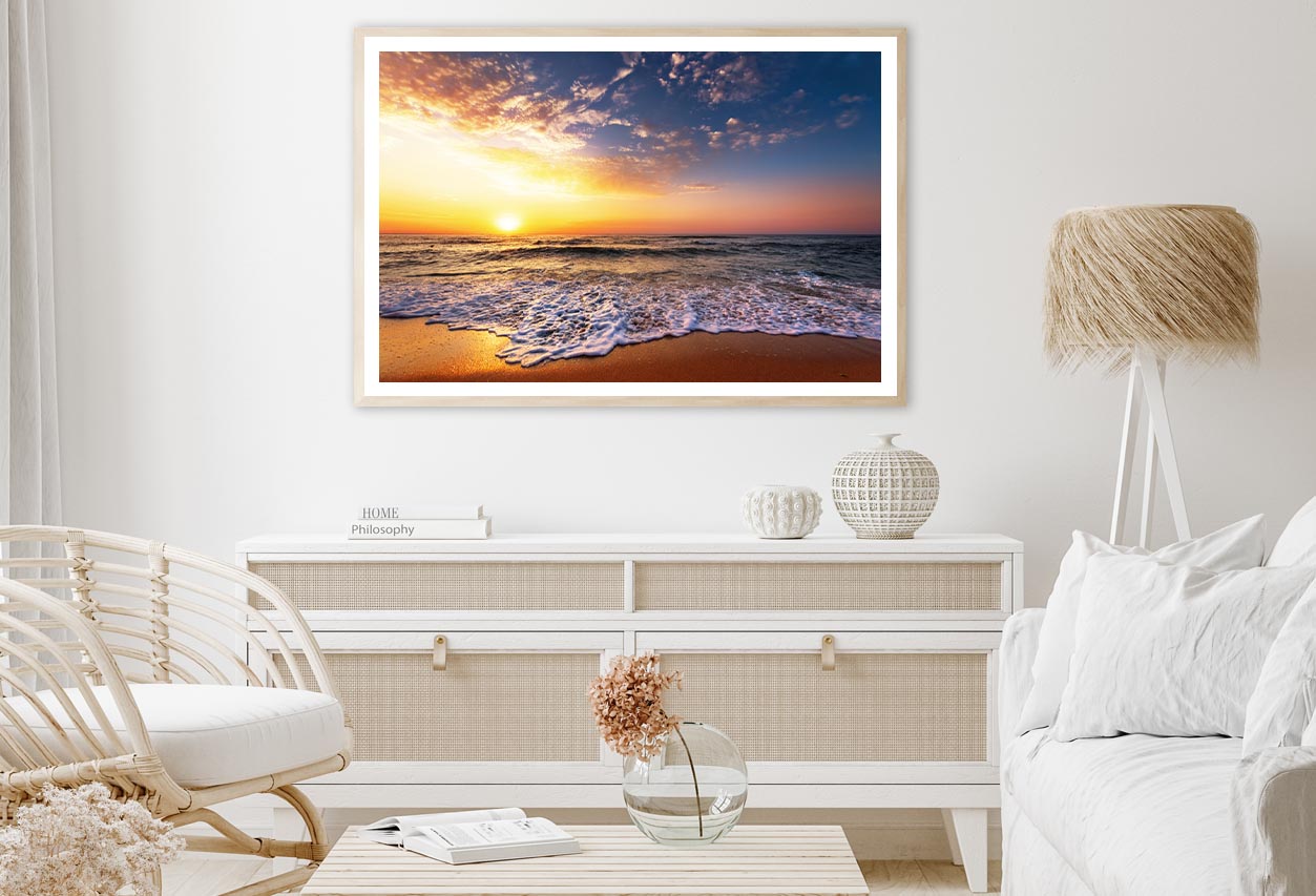 Beautiful Golden Sunset Over the Beach Home Decor Premium Quality Poster Print Choose Your Sizes - Bella Home Decor