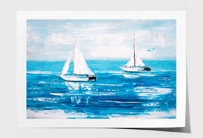 Sailing Boats View Oil Painting Wall Art Limited Edition High Quality Print Unframed Roll Canvas None