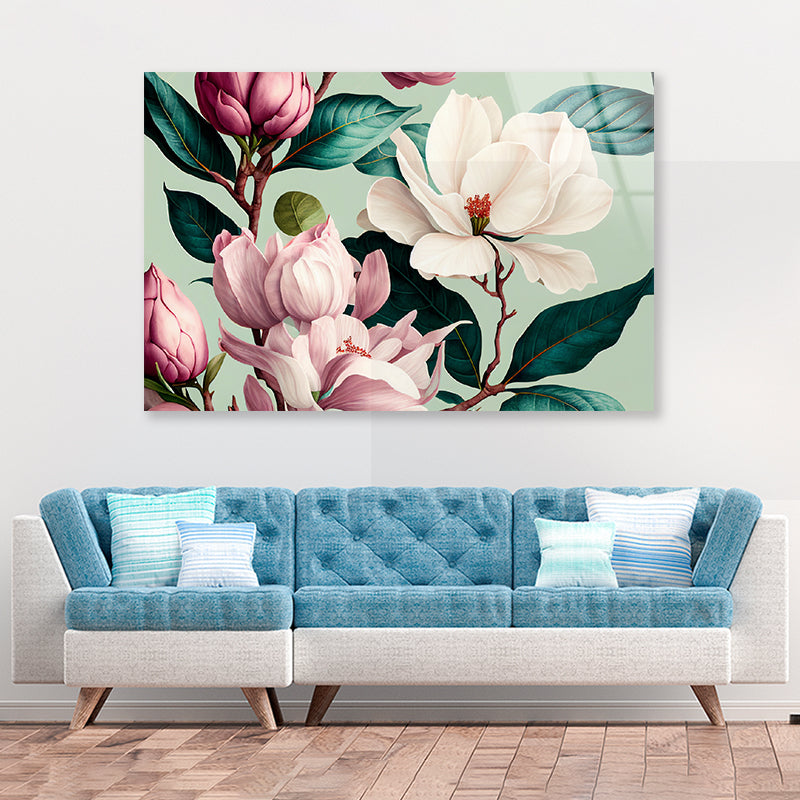 Floral Watercolor Pattern Acrylic Glass Print Tempered Glass Wall Art 100% Made in Australia Ready to Hang - Bella Home Decor