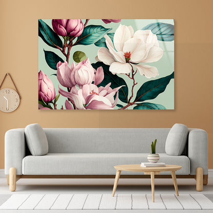 Floral Watercolor Pattern Acrylic Glass Print Tempered Glass Wall Art 100% Made in Australia Ready to Hang - Bella Home Decor
