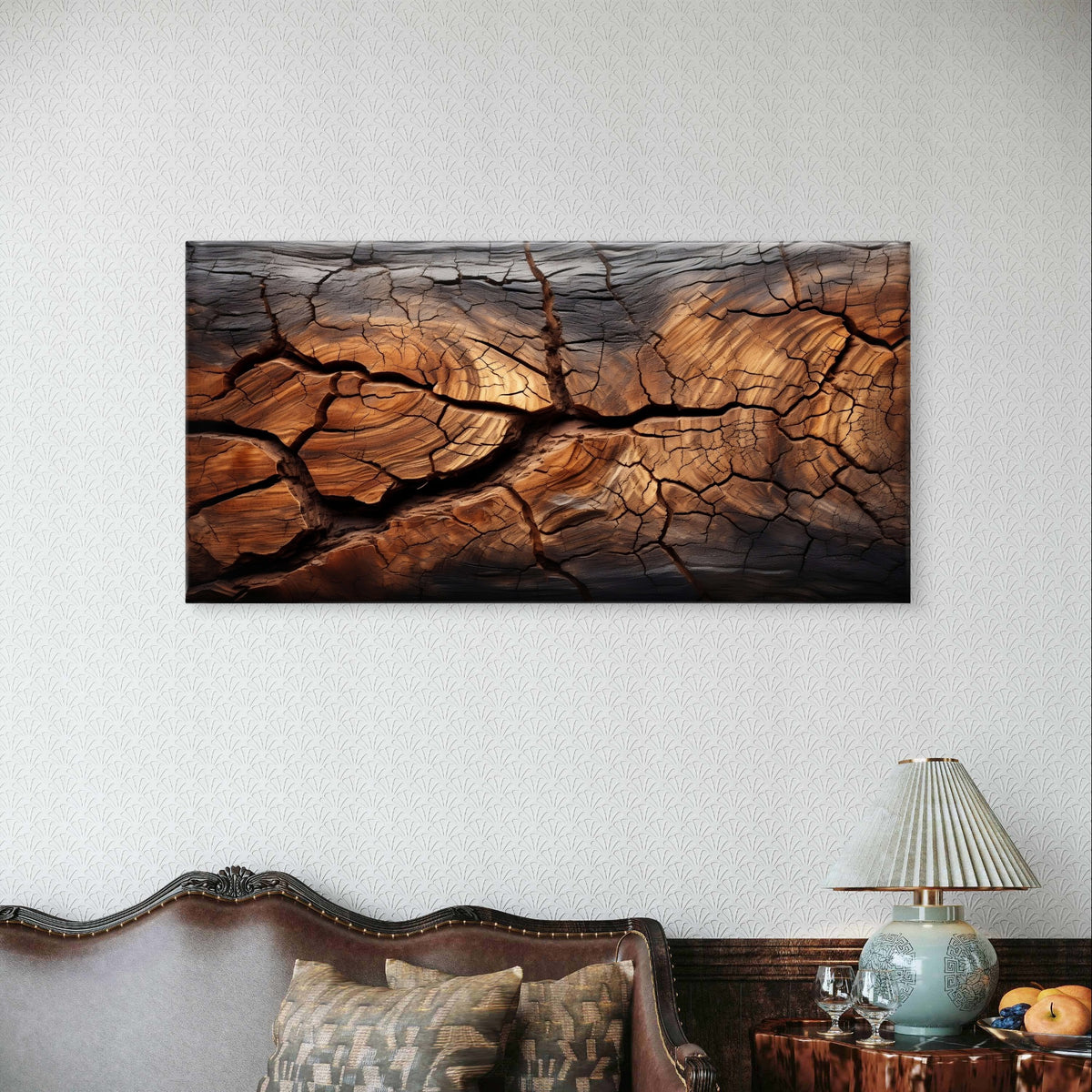 Cracked Tree Bark Wood Texture Natural Close Up Wall Art Canvas Office Home Framed 120x60cm - Bella Home Decor