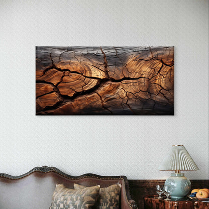 Cracked Tree Bark Wood Texture Natural Close Up Wall Art Canvas Office Home Framed 120x60cm - Bella Home Decor
