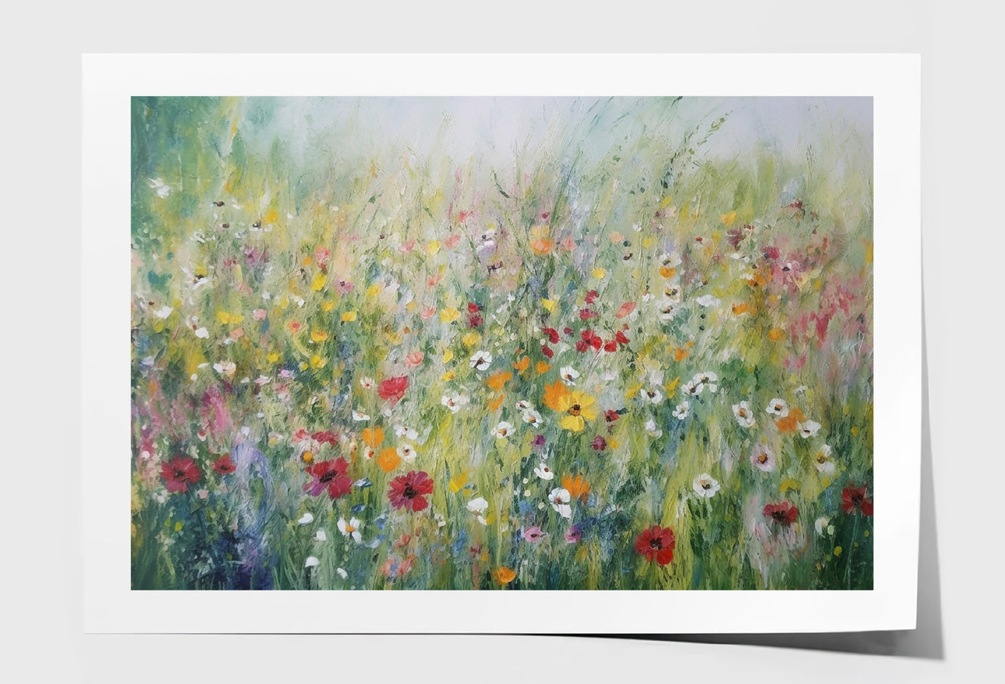 Colorful Wildflowers Summer Meadow Oil Painting Wall Art Limited Edition High Quality Print Unframed Roll Canvas None