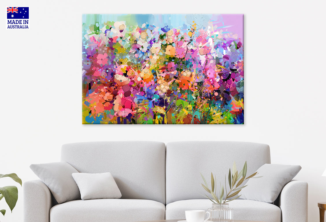 Painting of Spring Flower Brush Stroke Abstract Wall Art Decor 100% Australian Made