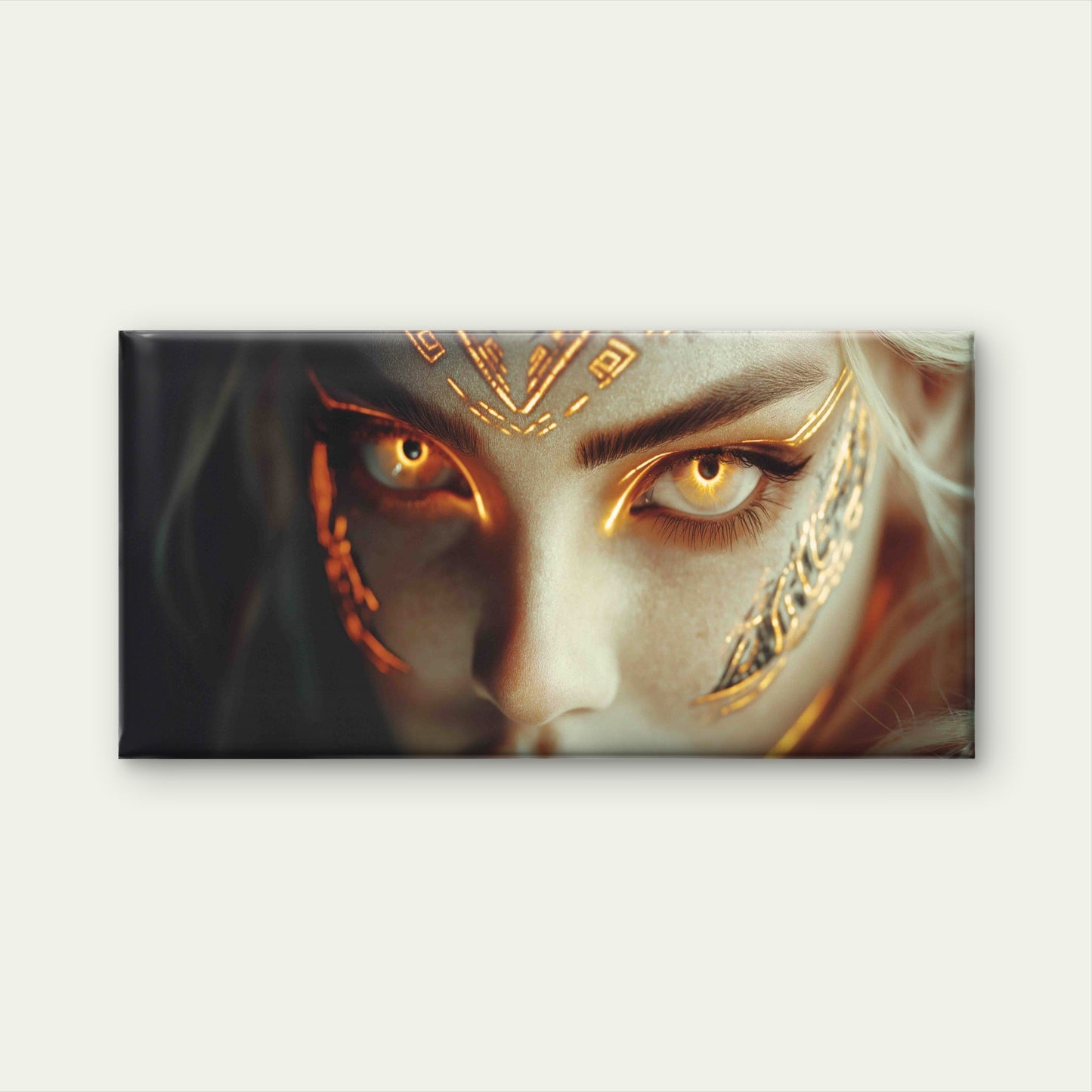 Ethereal Warrior Close Up Wall Art Canvas Office Home Room Framed 120x60cm
