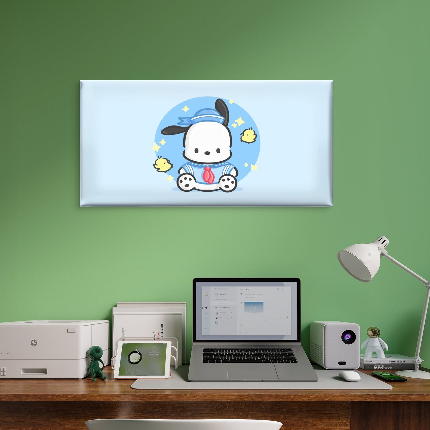 Cute Blue Sailor Puppy Wall Art Canvas Office Home Room Framed 120x60cm