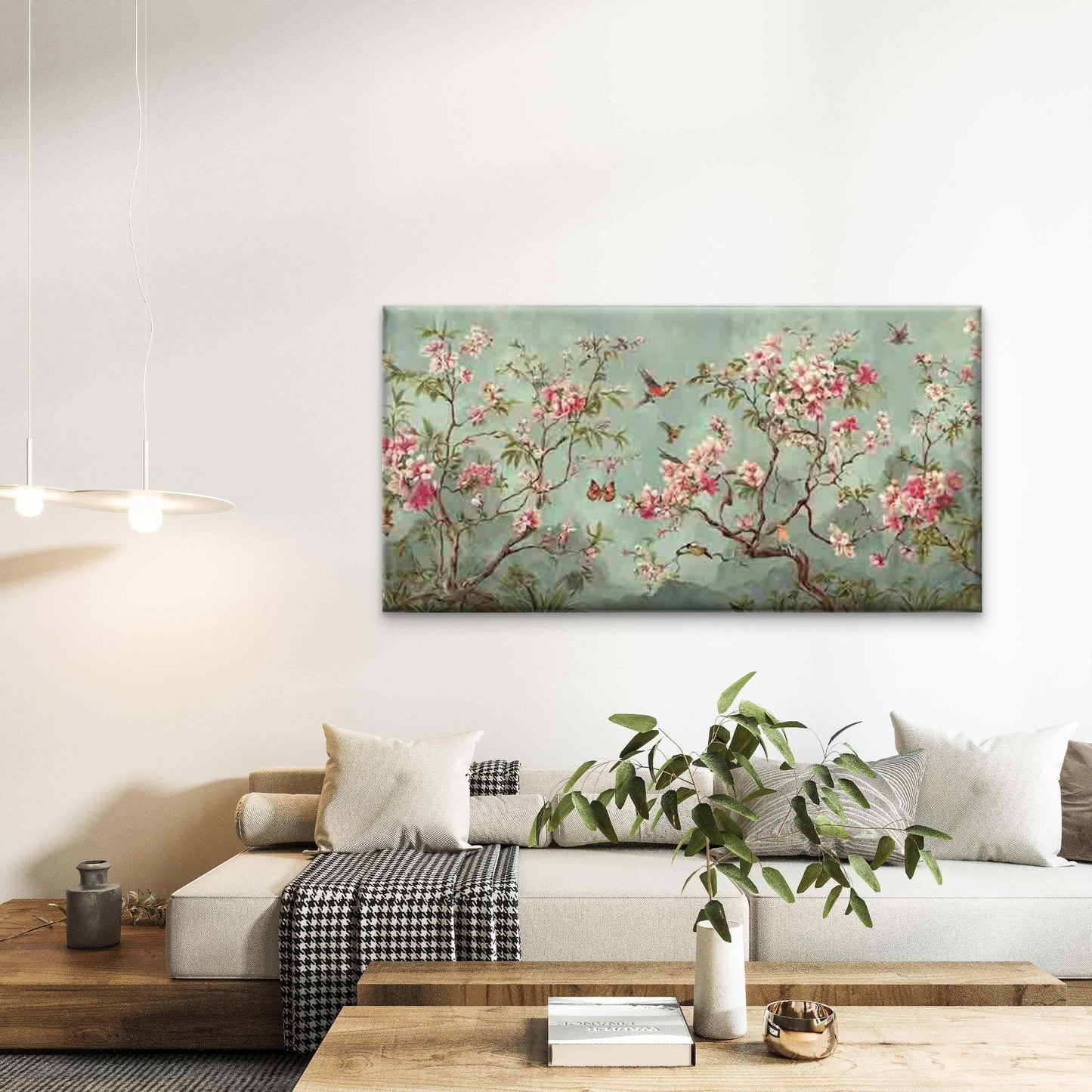 Cherry Blossoms And Flying Bird Wall Art Canvas Office Home Room Framed 120x60cm - Bella Home Decor