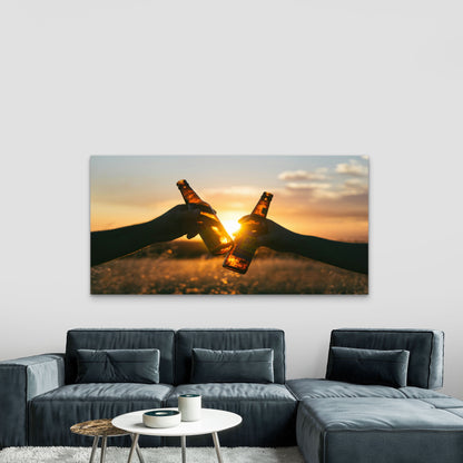 Sunset Beers With Good Friends Wall Art Canvas Office Home Room Framed 120x60cm
