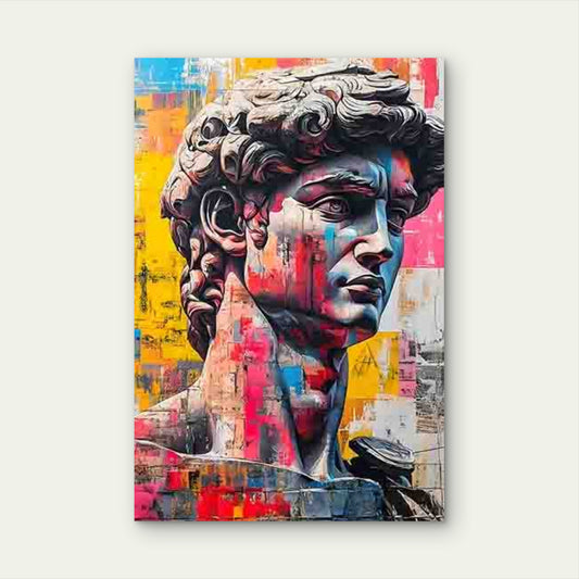 Colorful David Statue 60x90cm Metal Print Ready to Hang