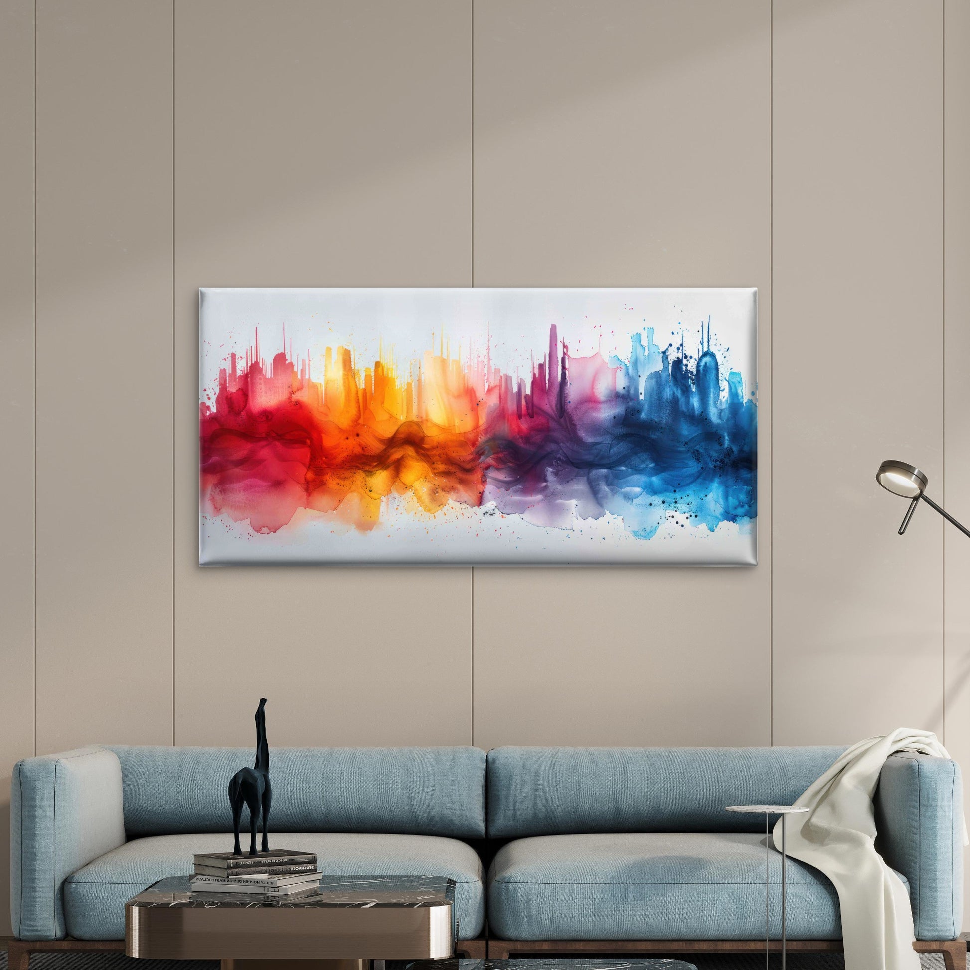 Abstract City Painting Wall Art Canvas Office Home Room Framed 120x60cm - Bella Home Decor