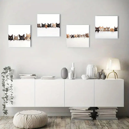4pcs Cats And Dogs Elegant Modern Wall Art Canvas Framed